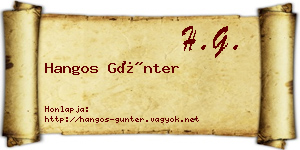 Hangos Günter névjegykártya